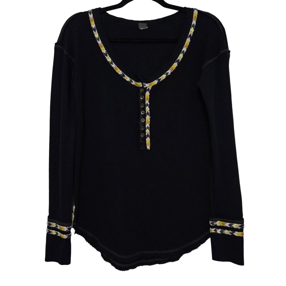 We The Free Boho Waffle Henley‎ Thermal Top Whimsigoth Grunge Layering Flaw